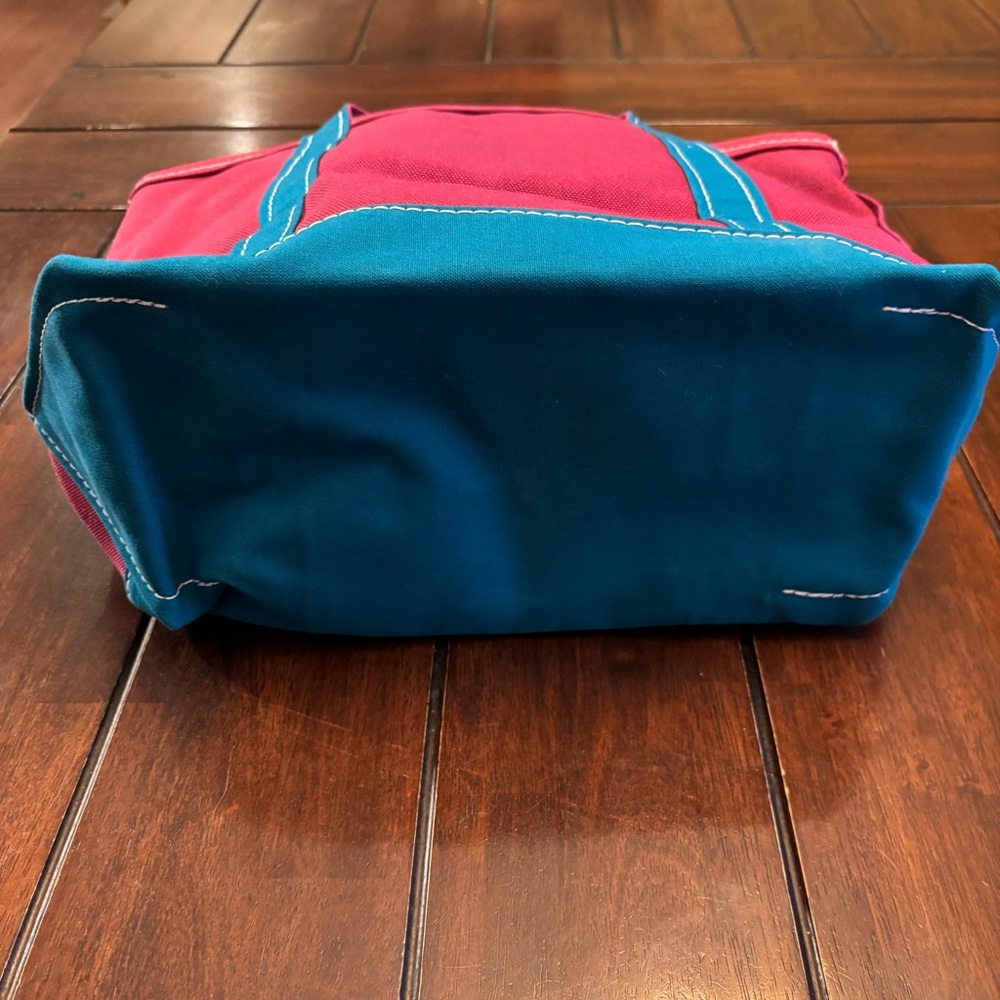 L.L. Bean Vintage 90’s Boat and Tote Canvas Bag No Monogram Magenta & Teal Med - Picture 8 of 14